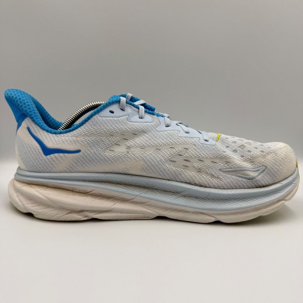 Hoka Clifton 9 Running Shoes White Blue Mens Size 11.5 2E Wide Athletic Sneakers - Picture 4 of 9
